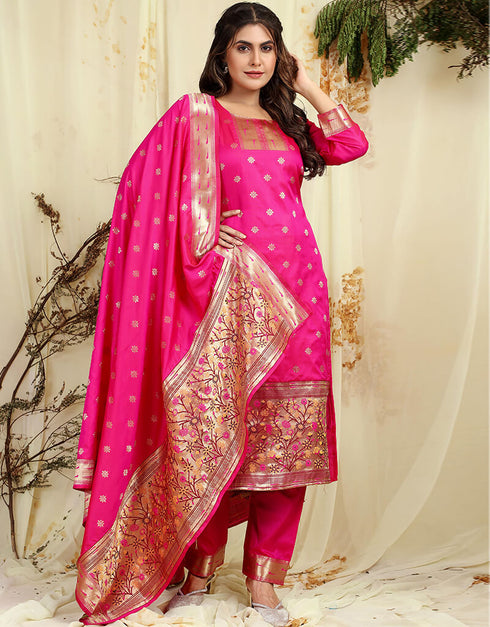 Pink Pure Soft Silk Pant Straight Closure View