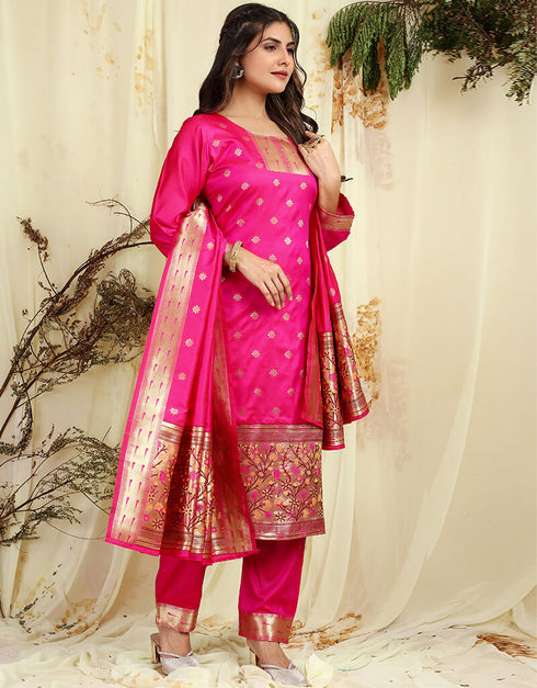 Pink Pure Soft Silk Pant Straight Back View