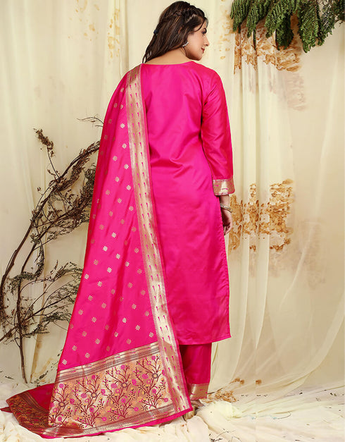 Pink Pure Soft Silk Pant Straight Salwar Kameez