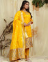 Yellow Pure Soft Silk Pant Straight Closure View