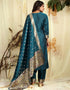 Teal Pure Soft Silk Pant Straight Salwar Kameez