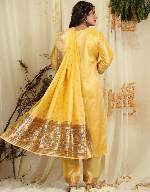 Light Yellow Pure Soft Silk Pant Straight Salwar Kameez