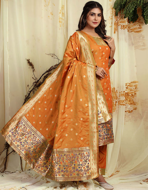 Mustard Pure Soft Silk Pant Straight Back View