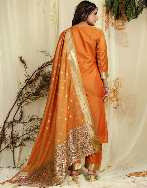 Mustard Pure Soft Silk Pant Straight Salwar Kameez