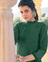 Green Faux Georgette Palazzo Suit Closure View