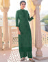 Green Faux Georgette Palazzo Suit