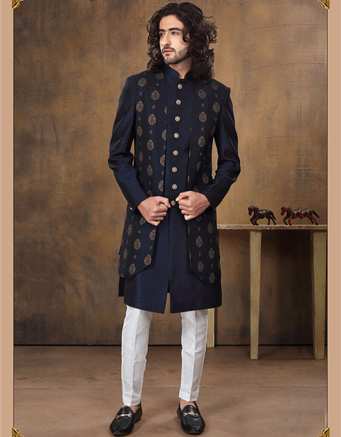 Off White Kurta Jacquard Pant