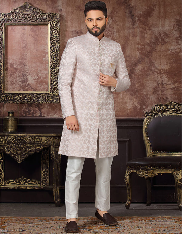 Off White Kurta Jacquard Pant