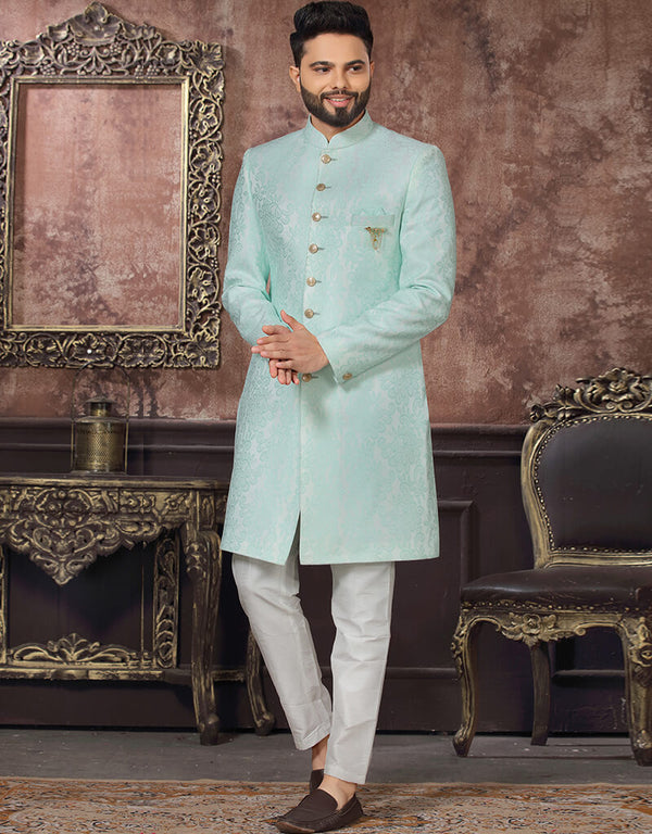 Sky Blue Kurta Jacquard Pant