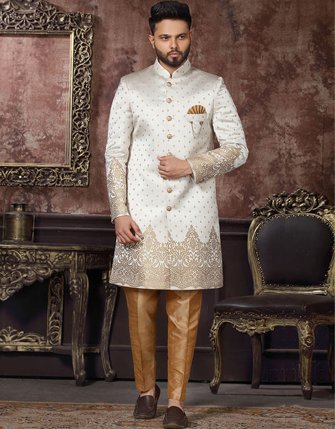 Cream Kurta Jacquard Pant