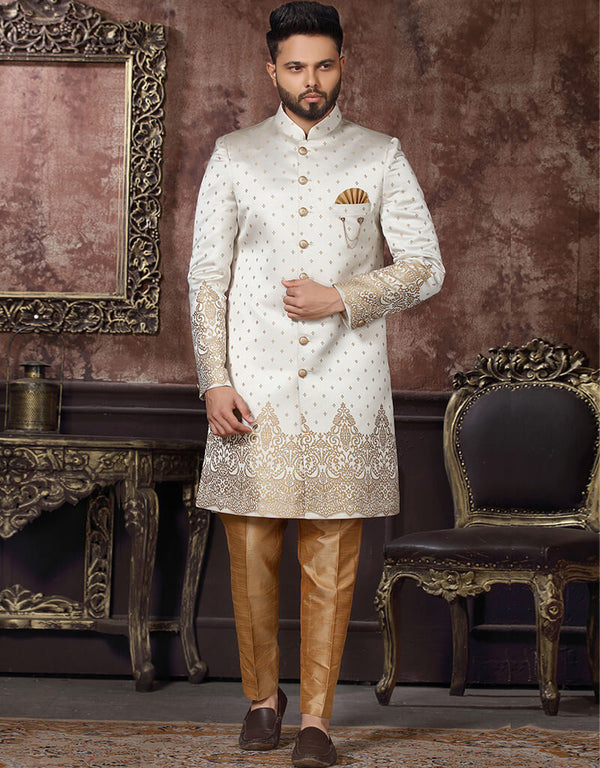 Cream Kurta Jacquard Pant