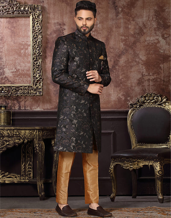 Black Kurta Jacquard Pant