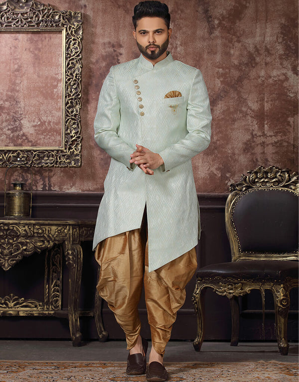 Off White Kurta Art Silk Dhoti