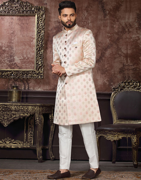Cream Kurta Jacquard Pant