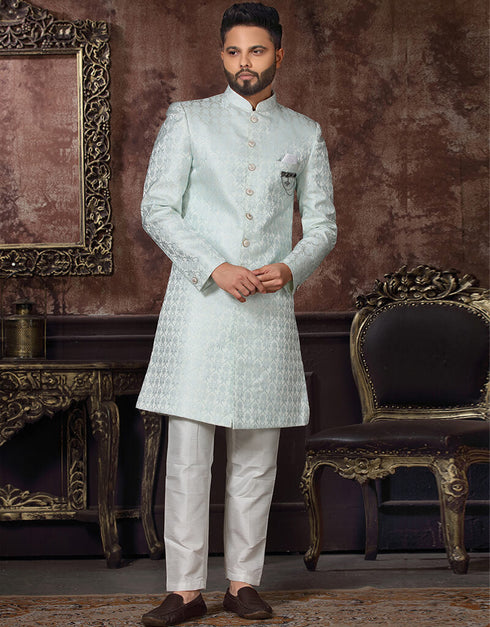 Sky Blue Kurta Jacquard Pant