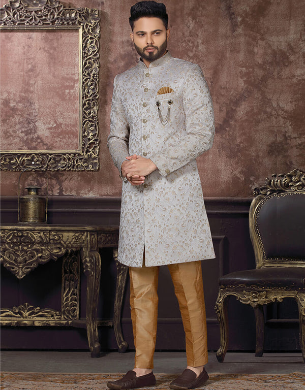 Grey Kurta Jacquard Pant