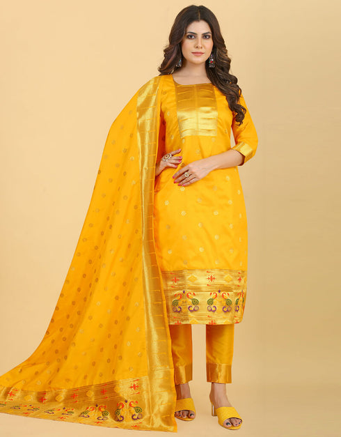Mustard Pure Soft Silk Pant Straight Back View