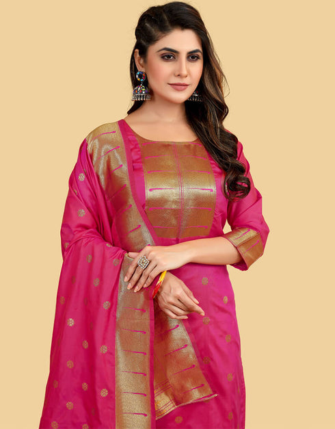 Pink Pure Soft Silk Pant Straight Closure View