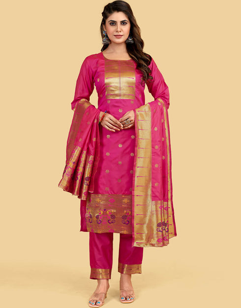 Pink Pure Soft Silk Pant Straight Back View