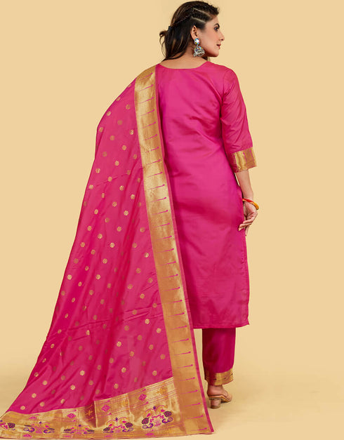 Pink Pure Soft Silk Pant Straight Salwar Kameez