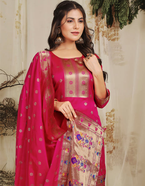 Pink Pure Soft Silk Pant Straight Closure View