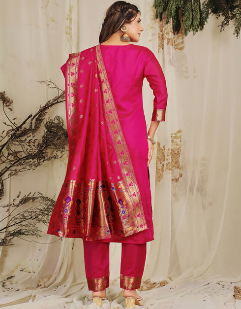 Pink Pure Soft Silk Pant Straight Salwar Kameez