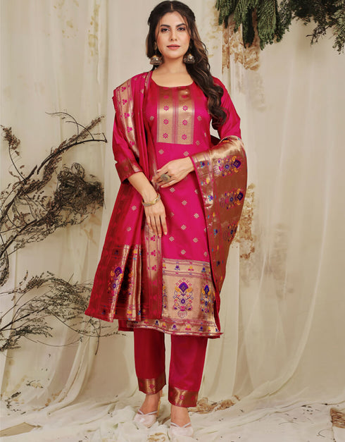 Pink Pure Soft Silk Pant Straight