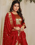 Red Pure Soft Silk Pant Straight Closure View
