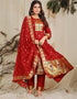 Red Pure Soft Silk Pant Straight Back View