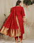 Red Pure Soft Silk Pant Straight Salwar Kameez