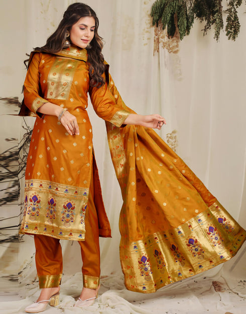 Mustard Pure Soft Silk Pant Straight Back View