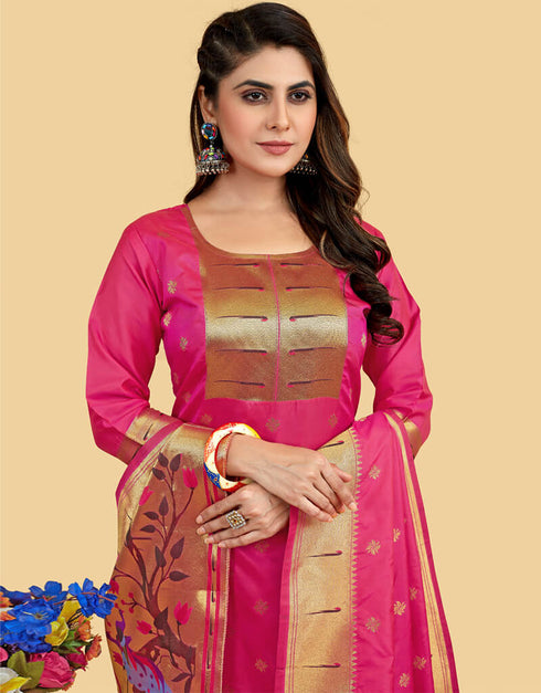 Pink Pure Soft Silk Pant Straight Closure View
