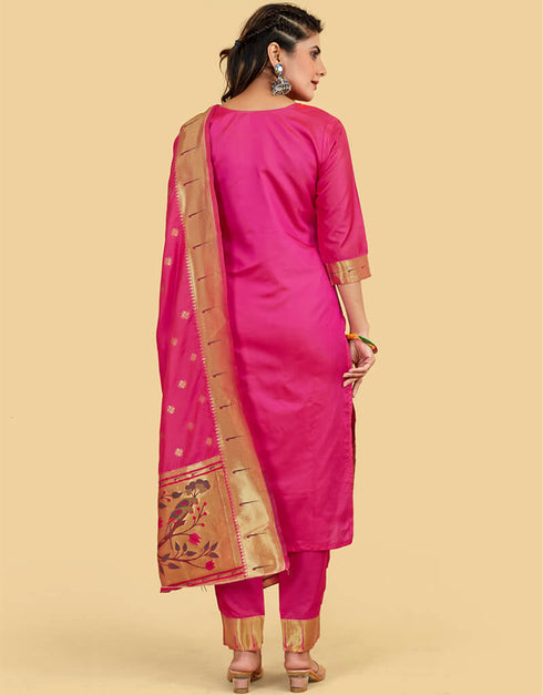 Pink Pure Soft Silk Pant Straight Salwar Kameez