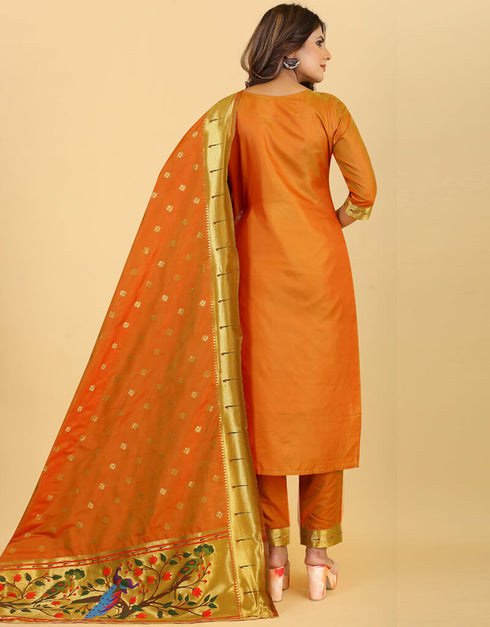 Mustard Pure Soft Silk Pant Straight Salwar Kameez
