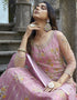 Greyish Pink Heavy Butterfly Net Pant Anarkali Closure View
