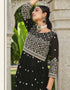 Black Pure Foux Georgette Lehenga Suit Back View