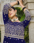 Gulf Blue Pure Foux Georgette Lehenga Suit Closure View