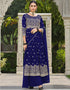 Gulf Blue Pure Foux Georgette Lehenga Suit