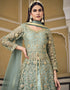 Pastel Grey Pure Butterfly Net Pant Anarkali Closure View