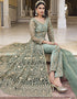 Grey Cloud Pure Butterfly Net Pant Anarkali Back View