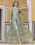 Pastel Grey Pure Butterfly Net Pant Anarkali Salwar Kameez