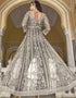 Grey Cloud Pure Butterfly Net Pant Anarkali Salwar Kameez