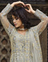 Grey Nickel Pure Butterfly Net Pant Anarkali Closure View