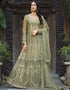Grey Olive Pure Butterfly Net Pant Anarkali Back View
