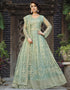 Greenish Grey Pure Butterfly Net Pant Anarkali