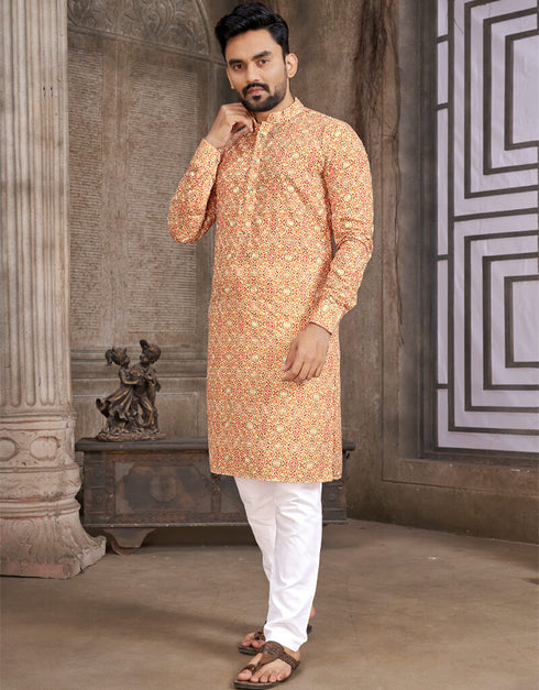 Light Peach Kurta Cotton Chudiddar