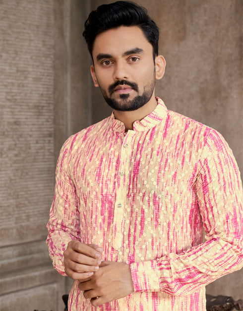 Soft Pink Kurta Cotton Chudiddar Closure View