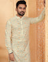 Tan Brown Kurta Cotton Chudiddar Closure View