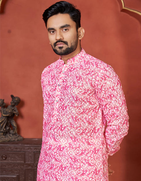 Faded Pink Kurta 14 kg Heavy Rayon Pant Closure View