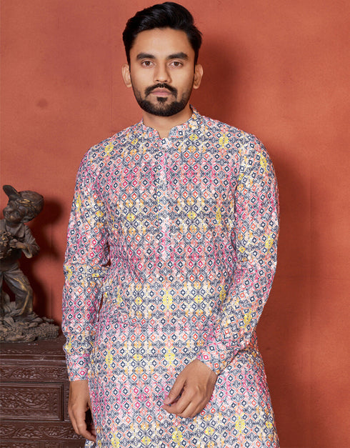 Muted Pink Kurta 14 kg Heavy Rayon Pant Closure View